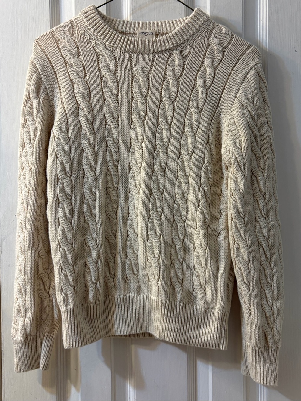 CrewCuts Beautiful Cream-Color 100% Cotton Cable Knit Sweater Large (10-11)